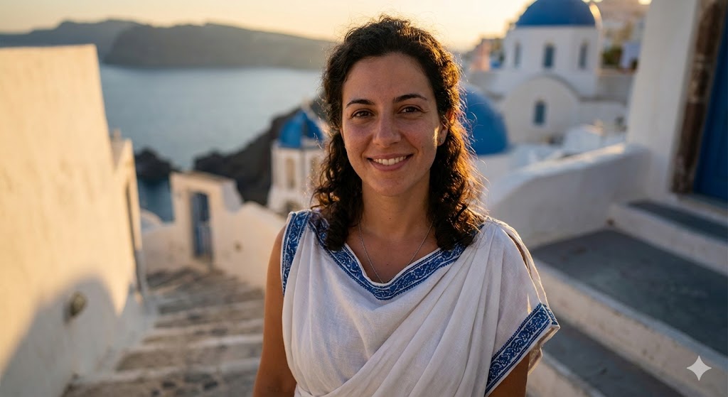Social Media Post - Hyper-Photorealistic Greek Portrait Prompt (Golden Hour) — output 1