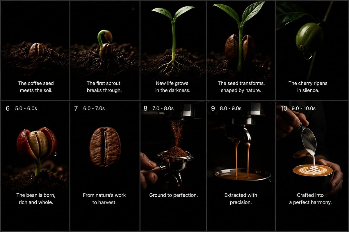 Comic / Storyboard - Cinematic Coffee Journey Storyboard — output 1