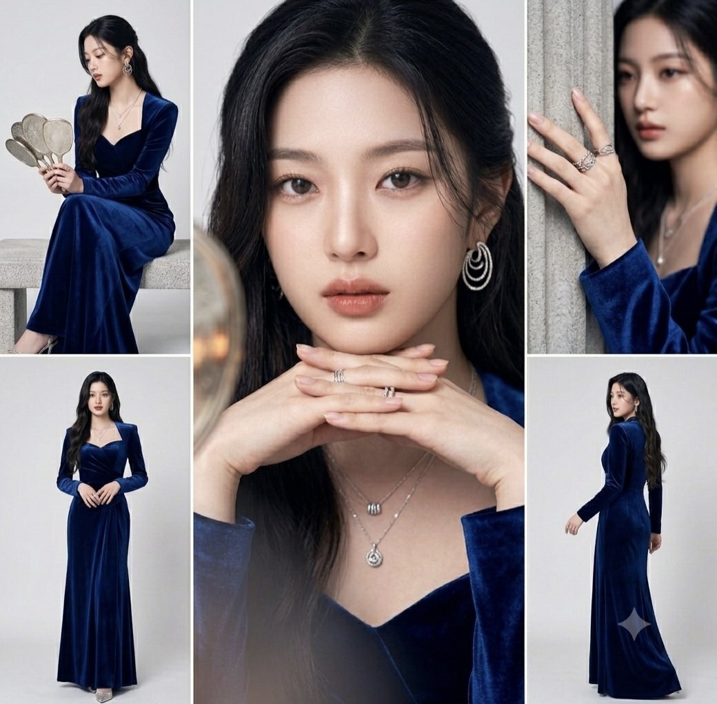 Product Marketing - Royal Blue Velvet Fashion Collage — output 1