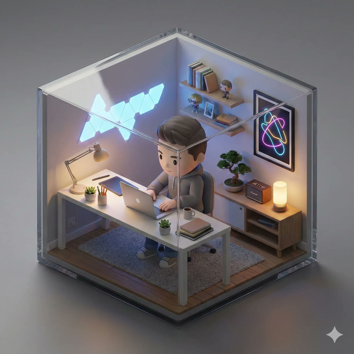 Isometric 3D Miniature Room with Chibi Character — output 1