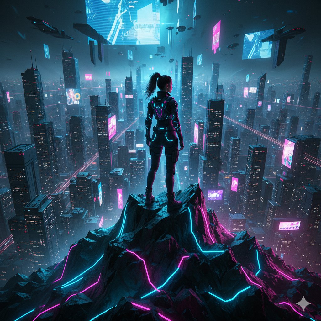 Cyberpunk Mountain Peak Girl — output 1