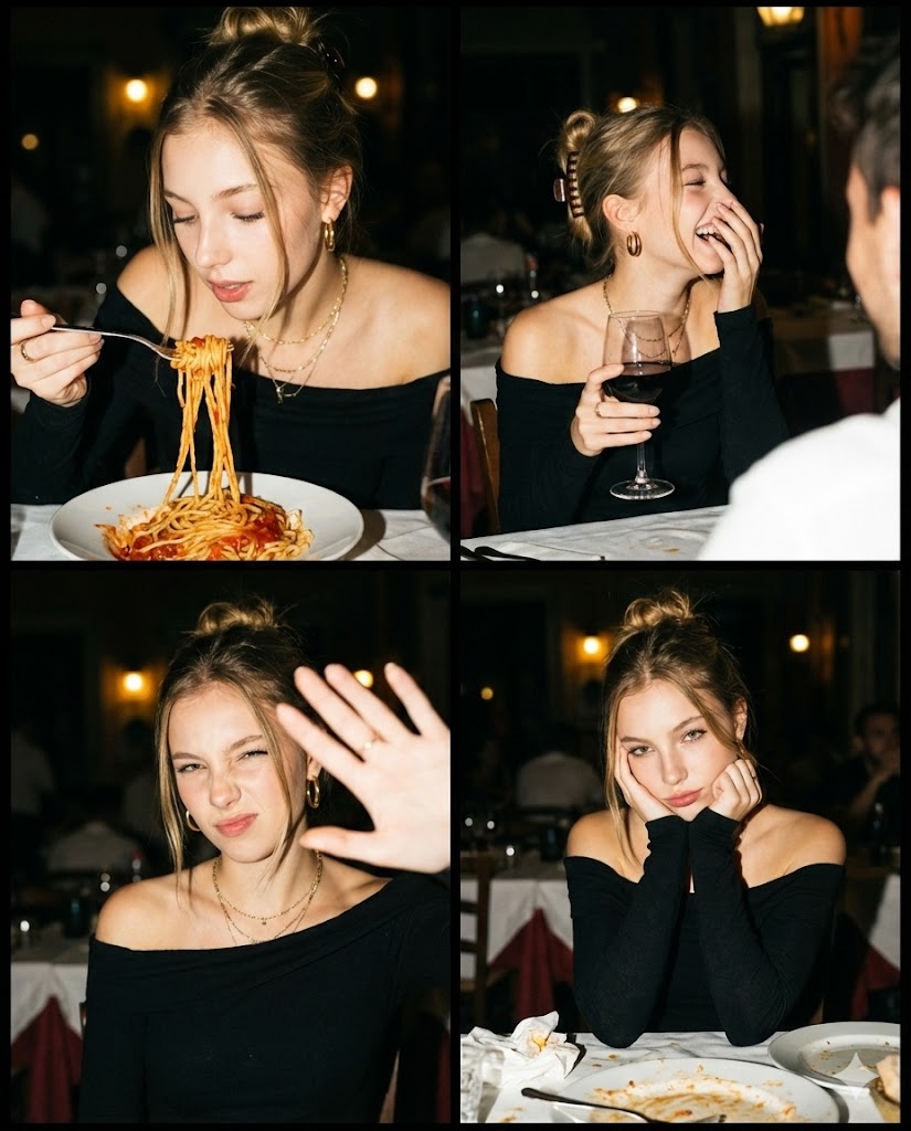 Product Marketing - 2x2 Grid Italian Trattoria Flash Photoshoot Prompt — output 1