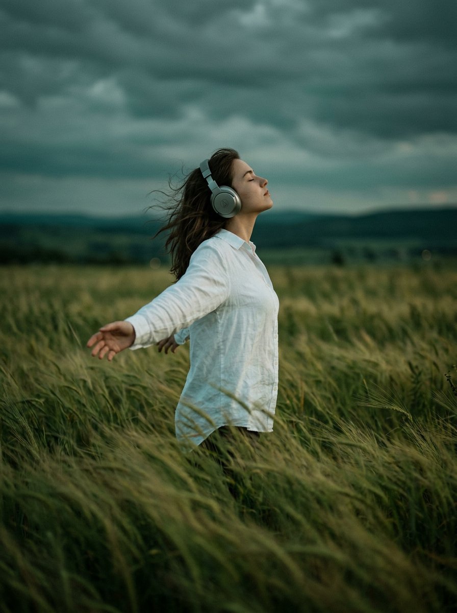 Profile / Avatar - Moody Cinematic Woman Portrait in Grass — output 1