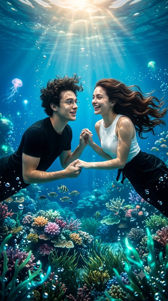 Social Media Post - Underwater Fantasy Romance Portrait — output 1