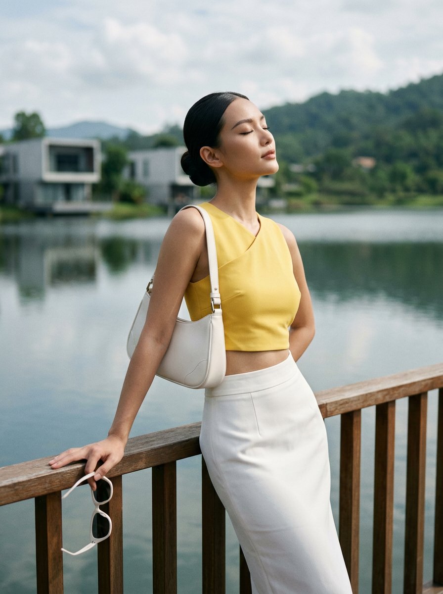 Social Media Post - Modern Luxury Lakeside Fashion — output 1