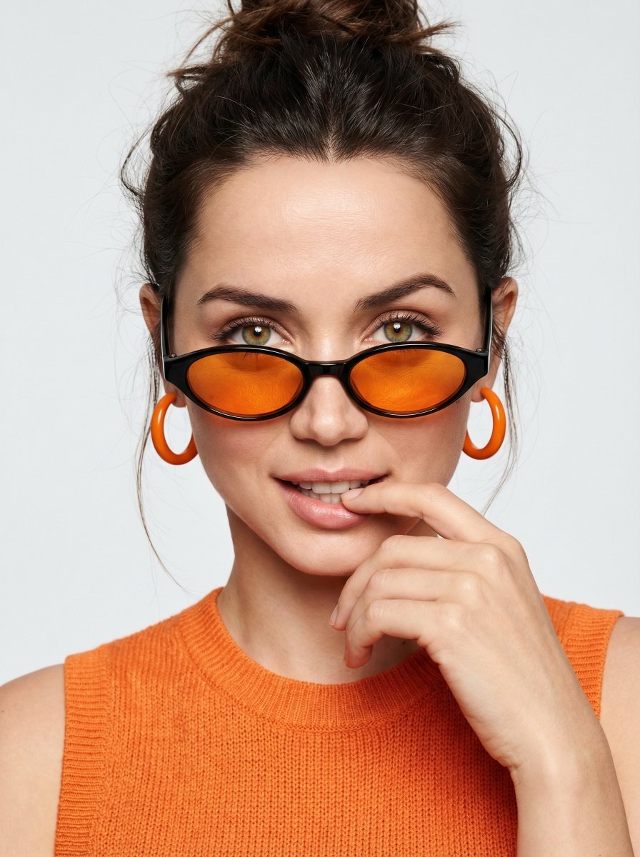 Profile / Avatar - High-fashion editorial portrait with vivid orange accents — output 1