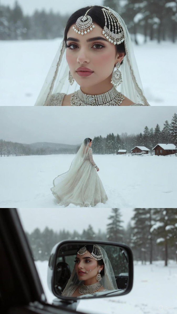 Product Marketing - South Asian Bride in Snowy Landscape Collage — output 1