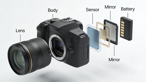 Exploded View DSLR Camera Illustration — output 1