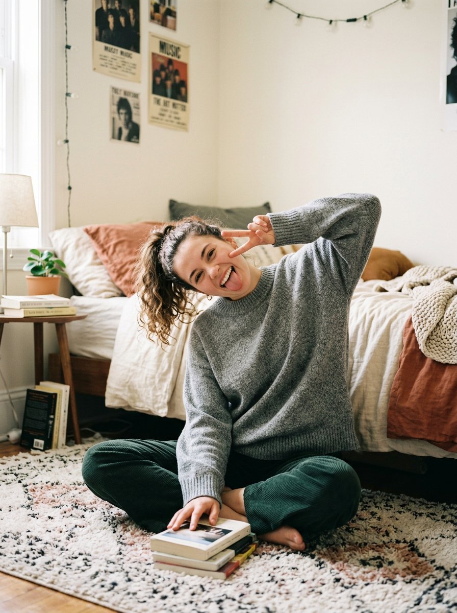 Profile / Avatar - Playful Bedroom Lifestyle Photography — output 1