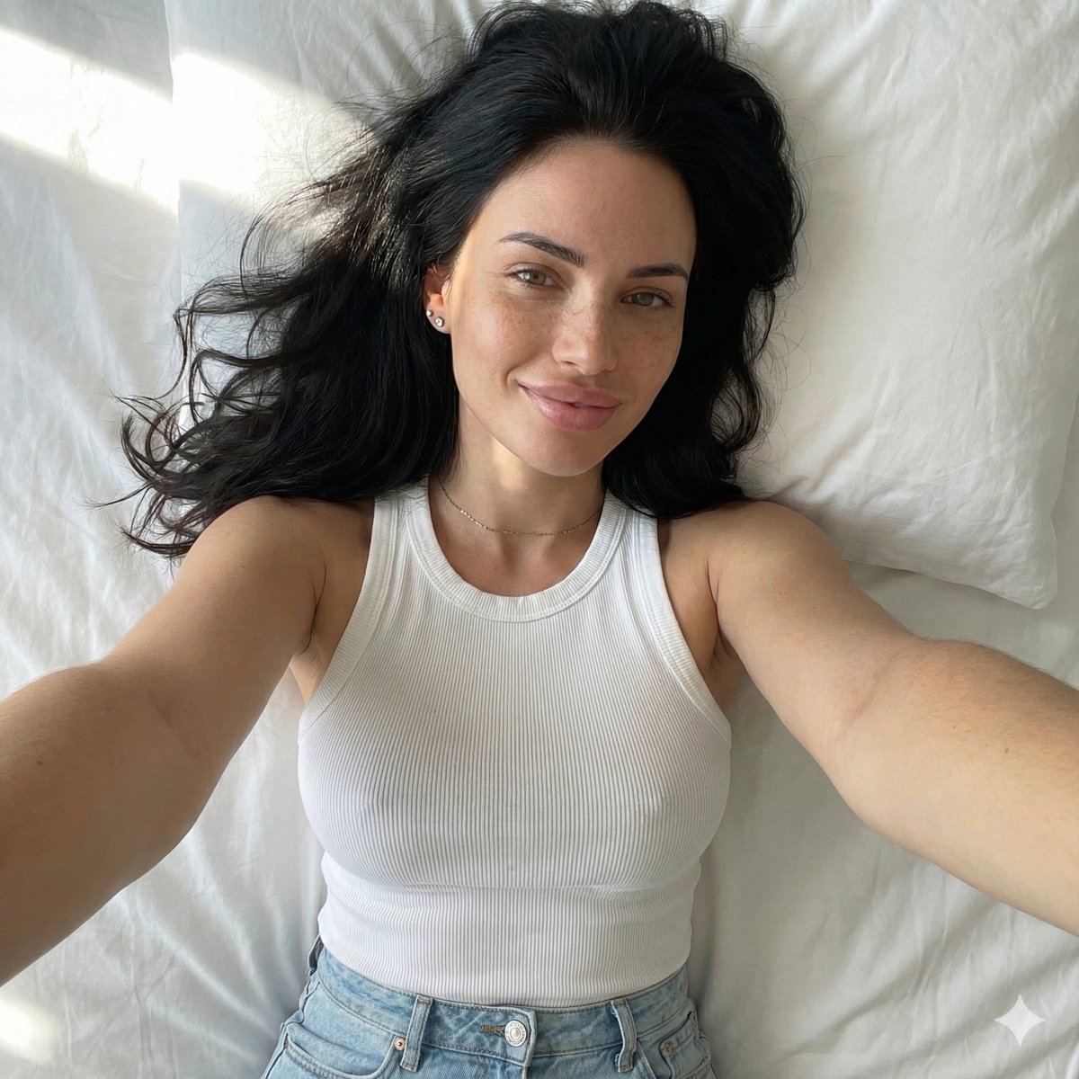 JSON selfie-on-bed prompt for Nano Banana Pro — output 1