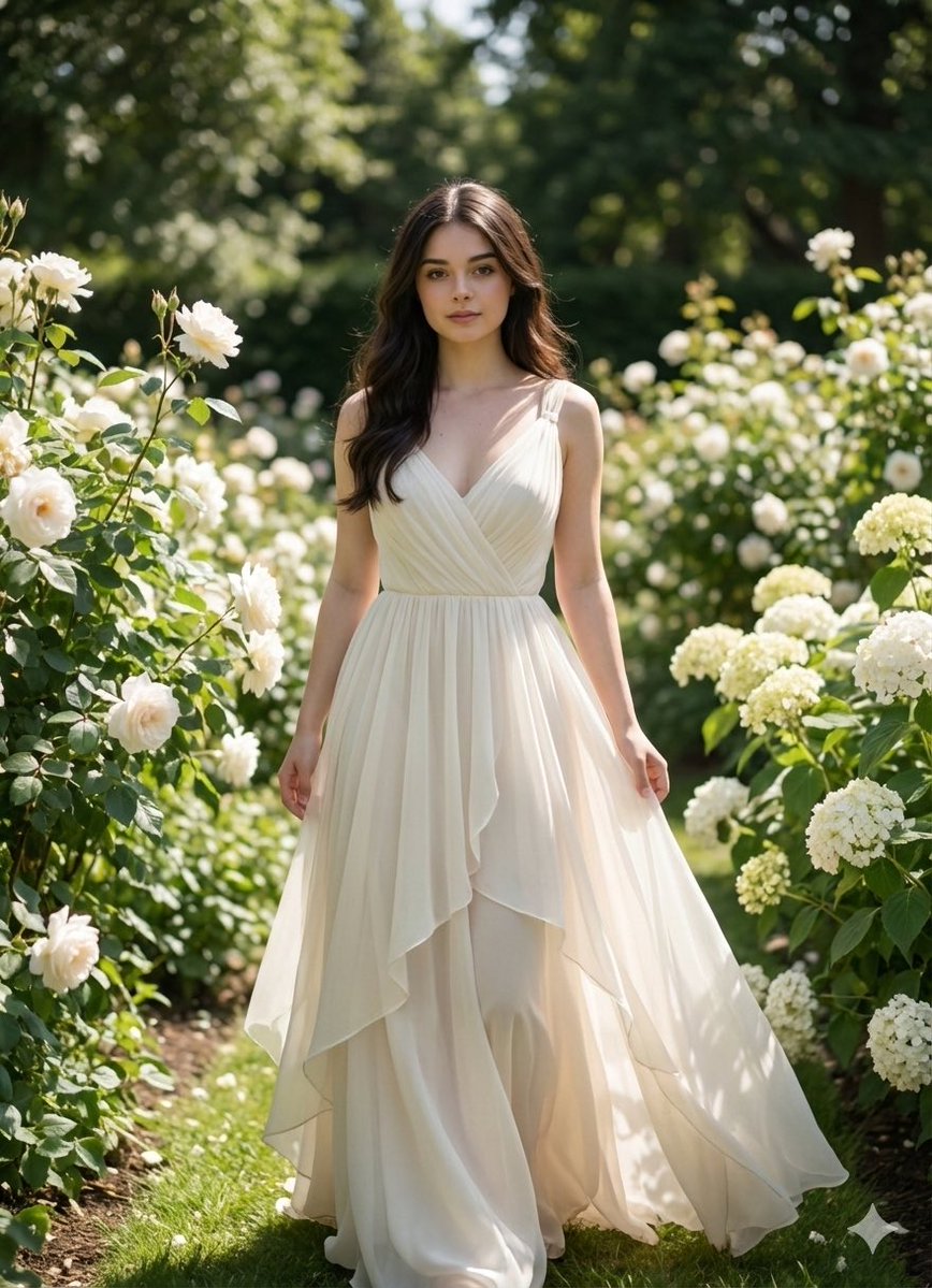 Luxury Daytime Garden Portrait in Ivory Gown — output 1