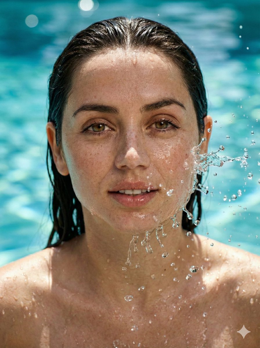 High-Speed Wet Portrait with Caustic Lighting (Sydney Sweeney) — output 1
