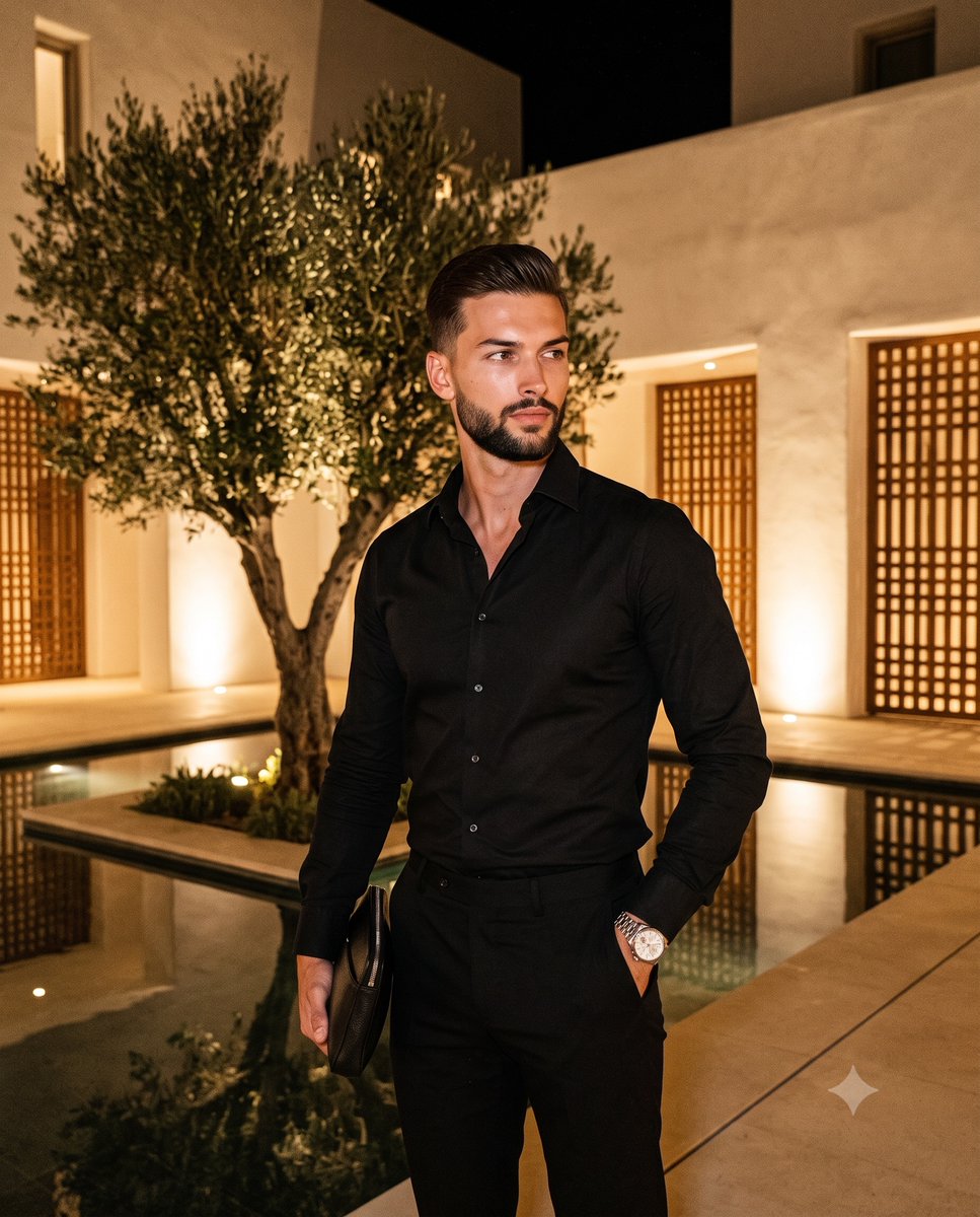 Social Media Post - Sophisticated Mediterranean Night Portrait — output 1