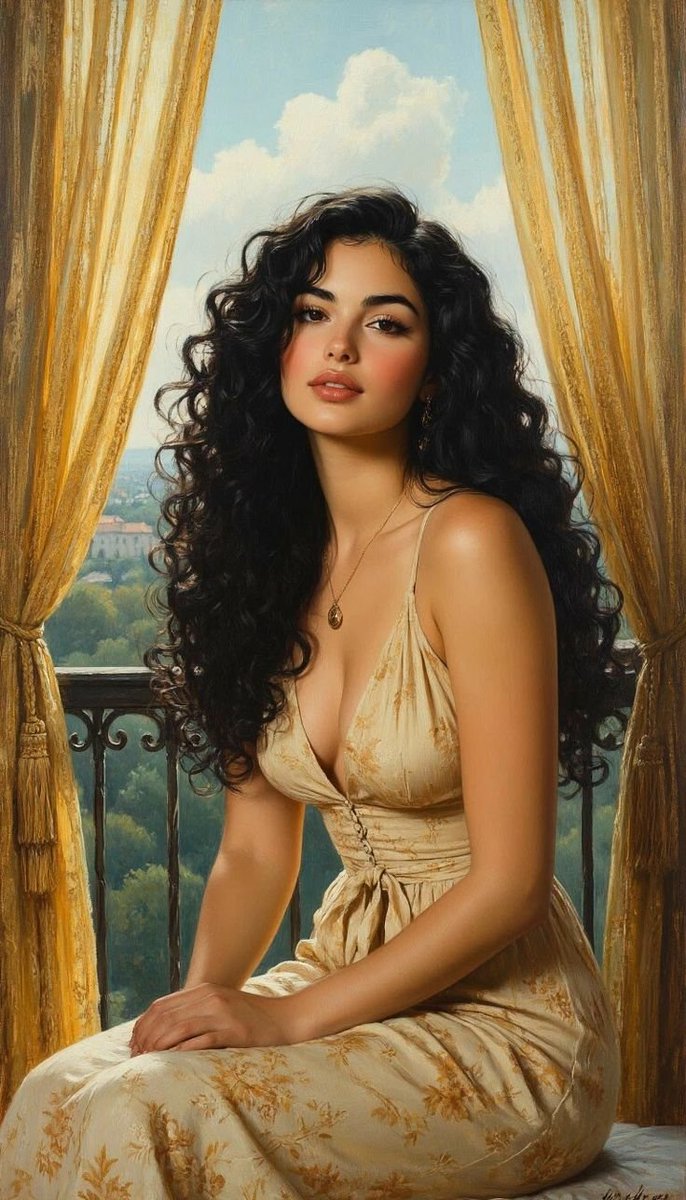 Product Marketing - Romantic Painterly Portrait on European Balcony — output 1