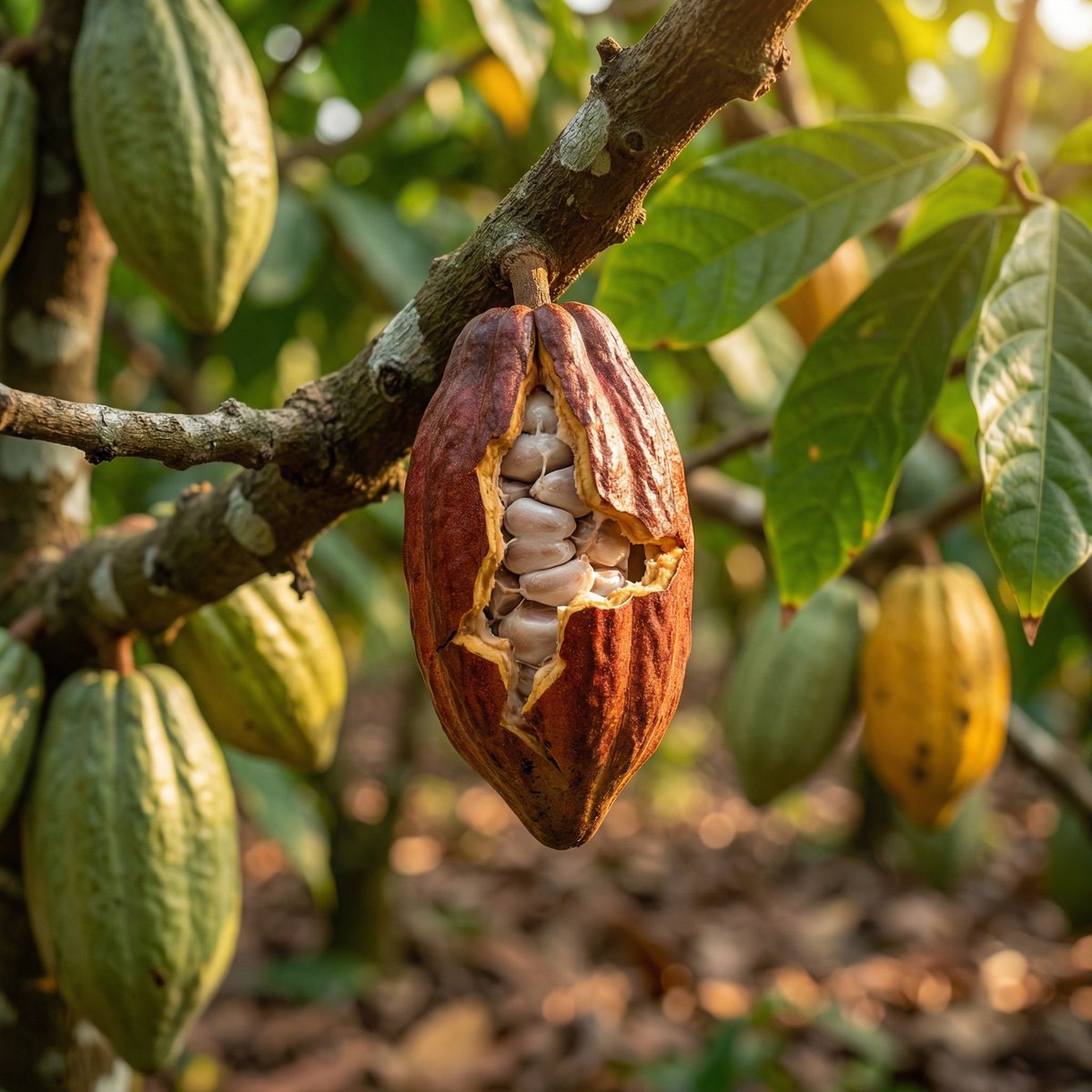E-commerce Main Image - Realistic Cocoa Plantation Commercial Shot with Motion — output 1