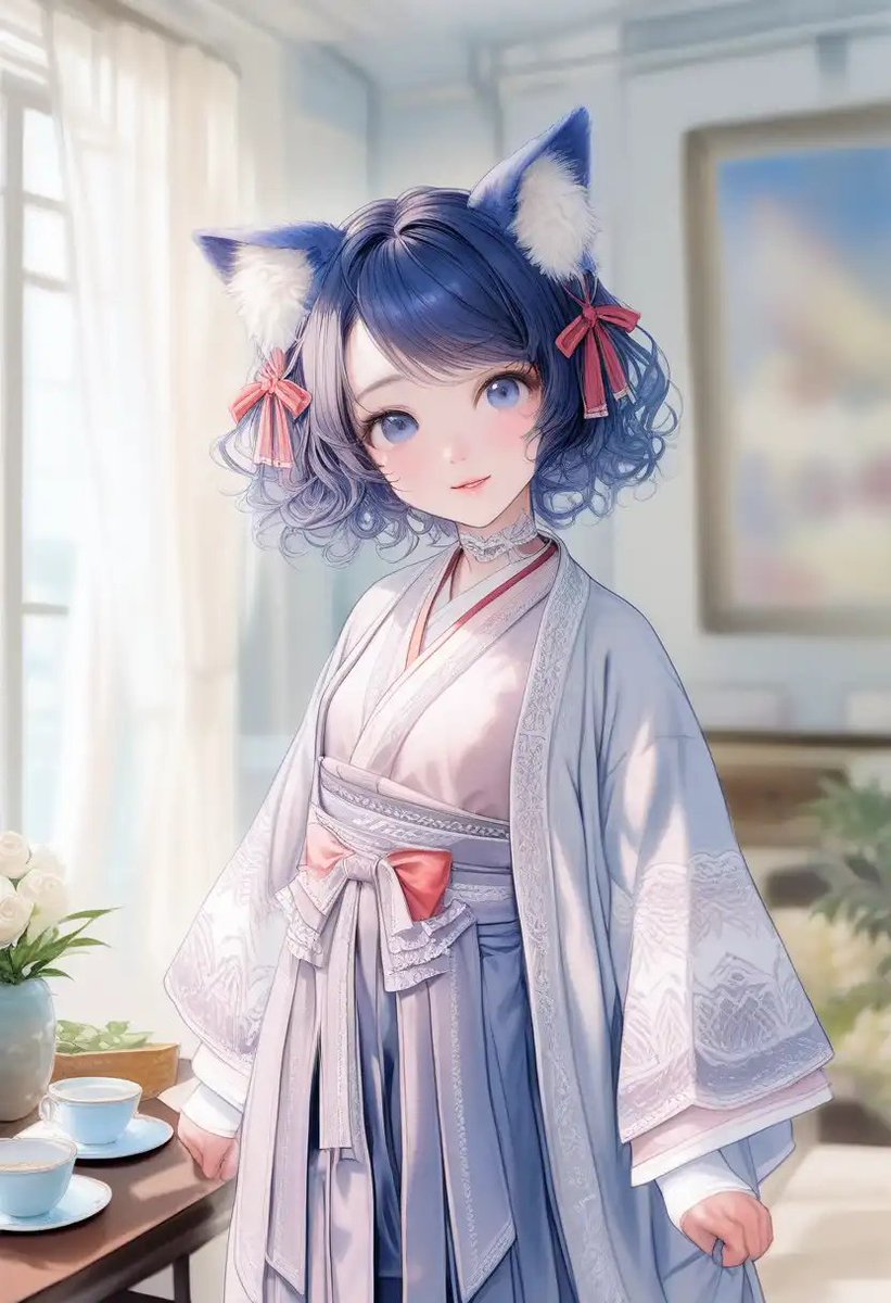 Profile / Avatar - Cat-Eared Kimono Girl Portrait — output 1
