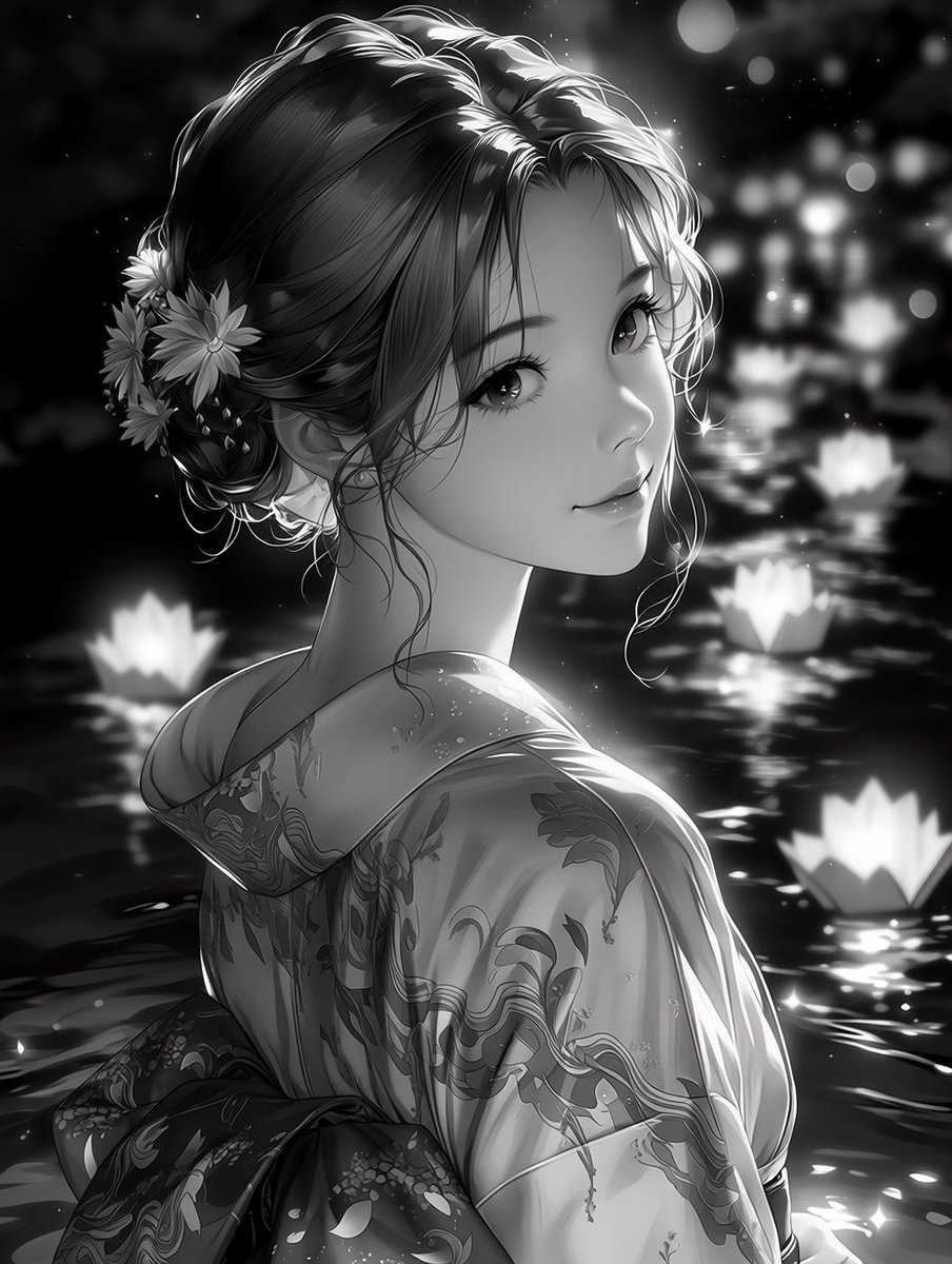 Comic / Storyboard - Monochrome Kimono Lantern Portrait — output 1