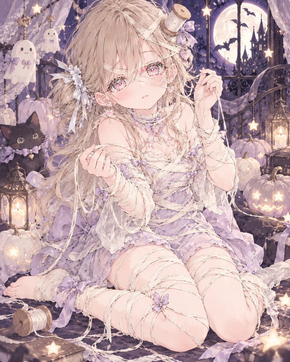 Social Media Post - Mummified Anime Girl Costume Prompt — output 1