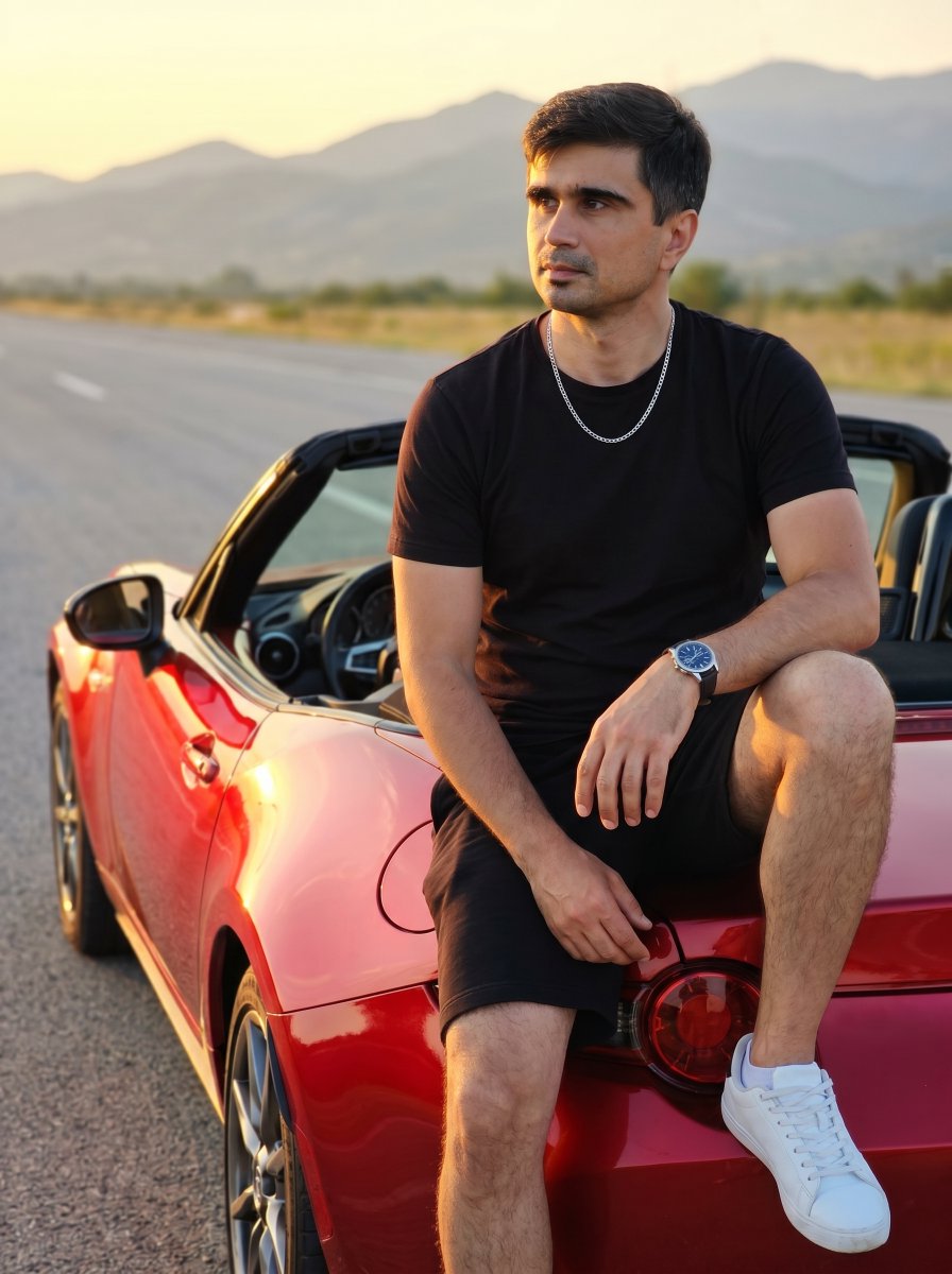 Product Marketing - Man on Red Convertible Sports Car — output 1