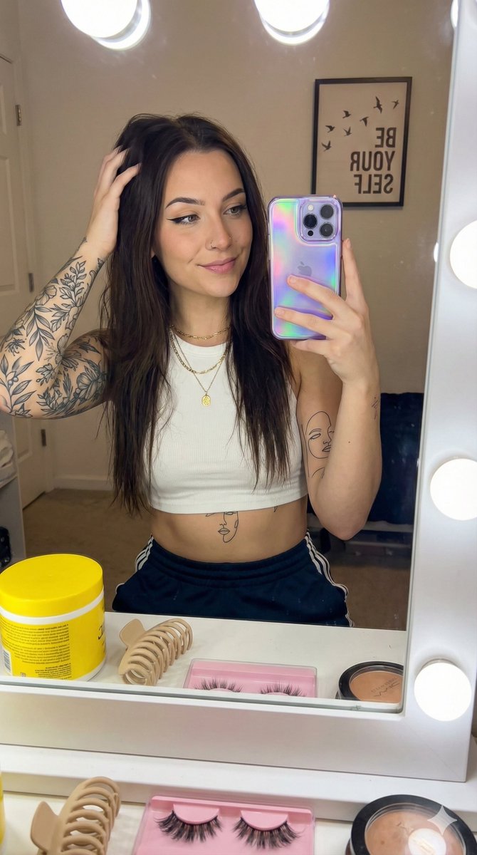 Detailed Social Media Mirror Selfie Portrait — output 1
