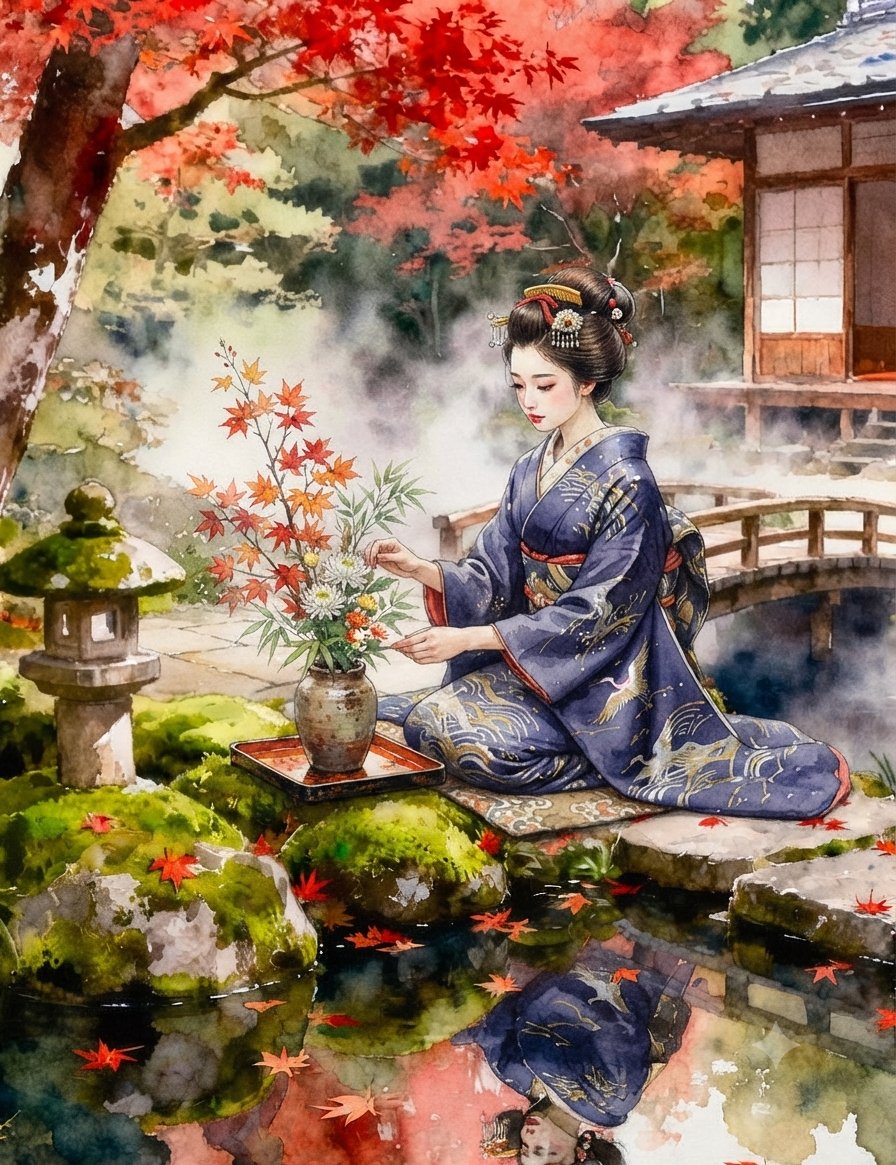 Comic / Storyboard - Japanese Woman Autumn Garden Kimono — output 1