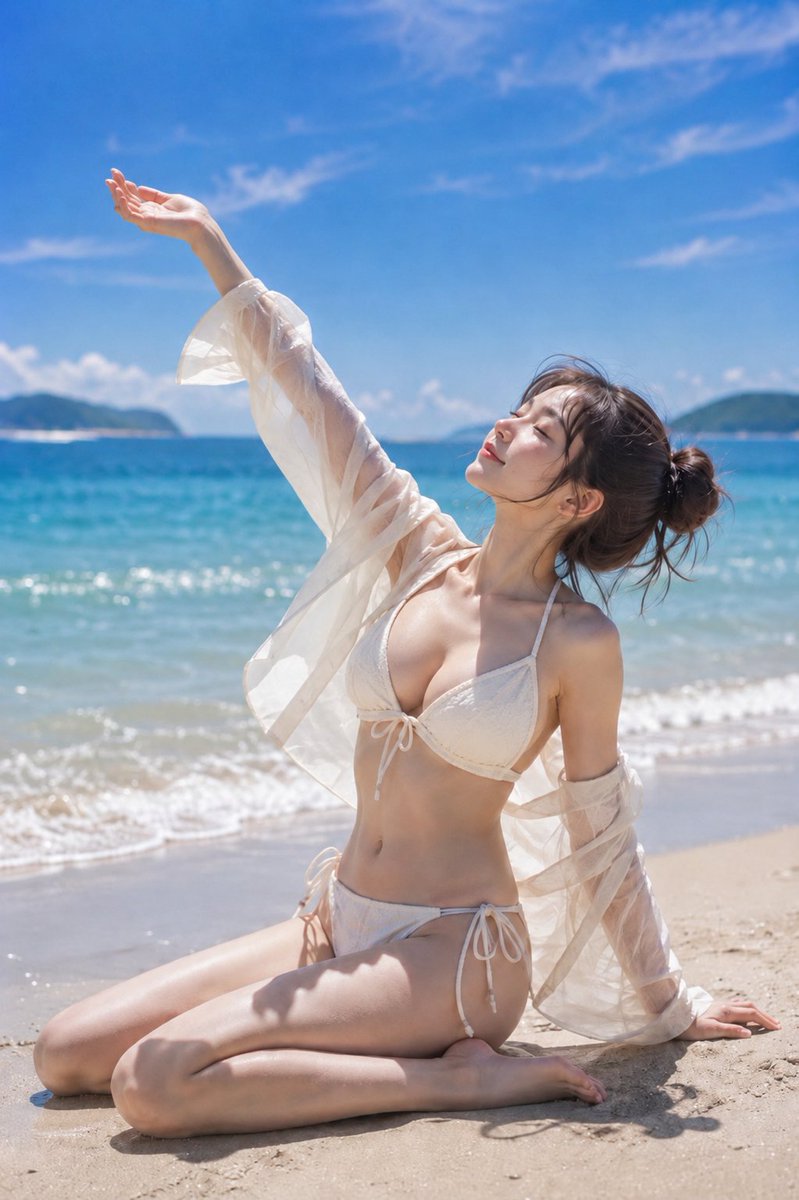 Social Media Post - Summer Seaside Lace Bikini Portrait — output 1