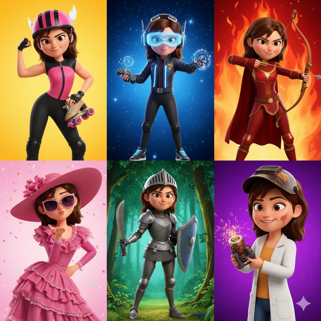 Comic / Storyboard - 3D Pixar-Style Animated Character Grid Prompt — output 1