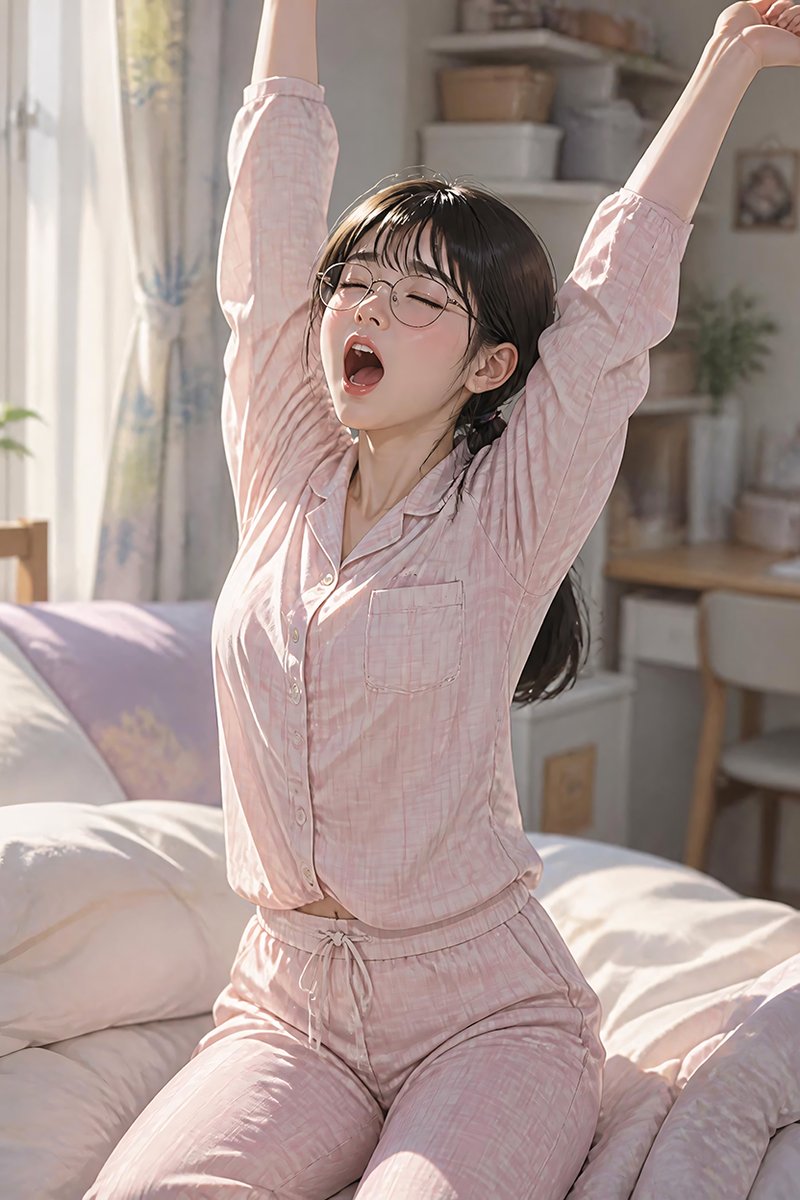Comic / Storyboard - Morning Stretch Anime Bedroom Scene — output 1