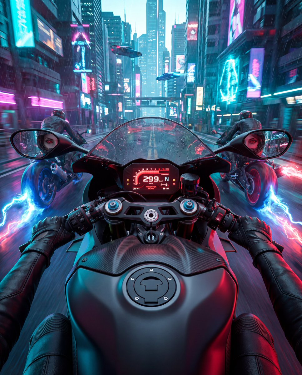 Game Asset - Cyberpunk POV Motorcycle Ride with Vampire Mafia Girl — output 1