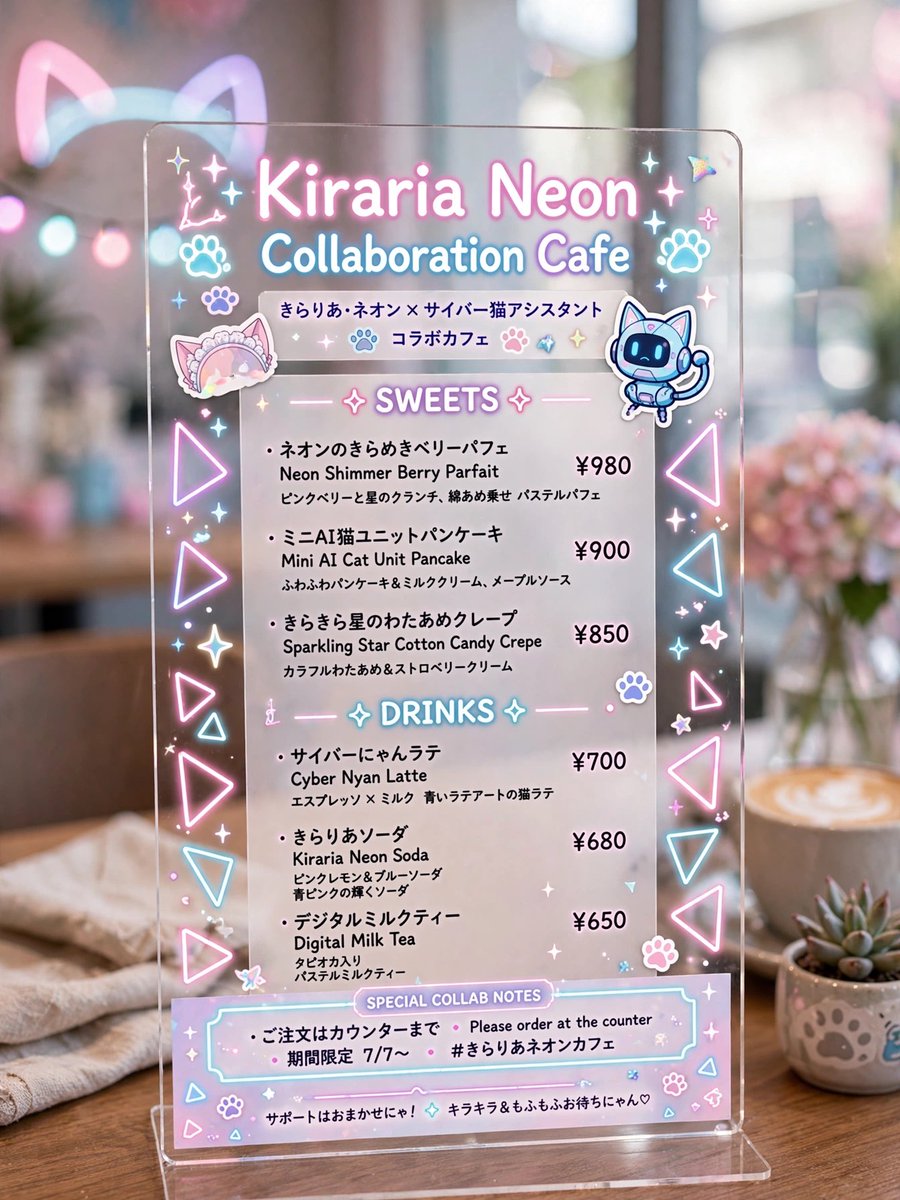 E-commerce Main Image - Kiraria Neon Collaboration Cafe Menu — output 1
