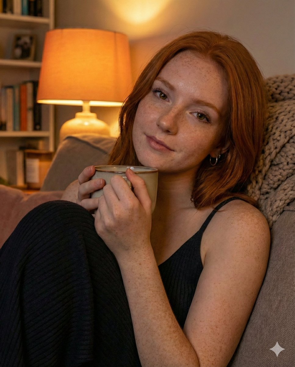 Profile / Avatar - Cozy Candid Close-up Portrait with Coffee Mug — output 1