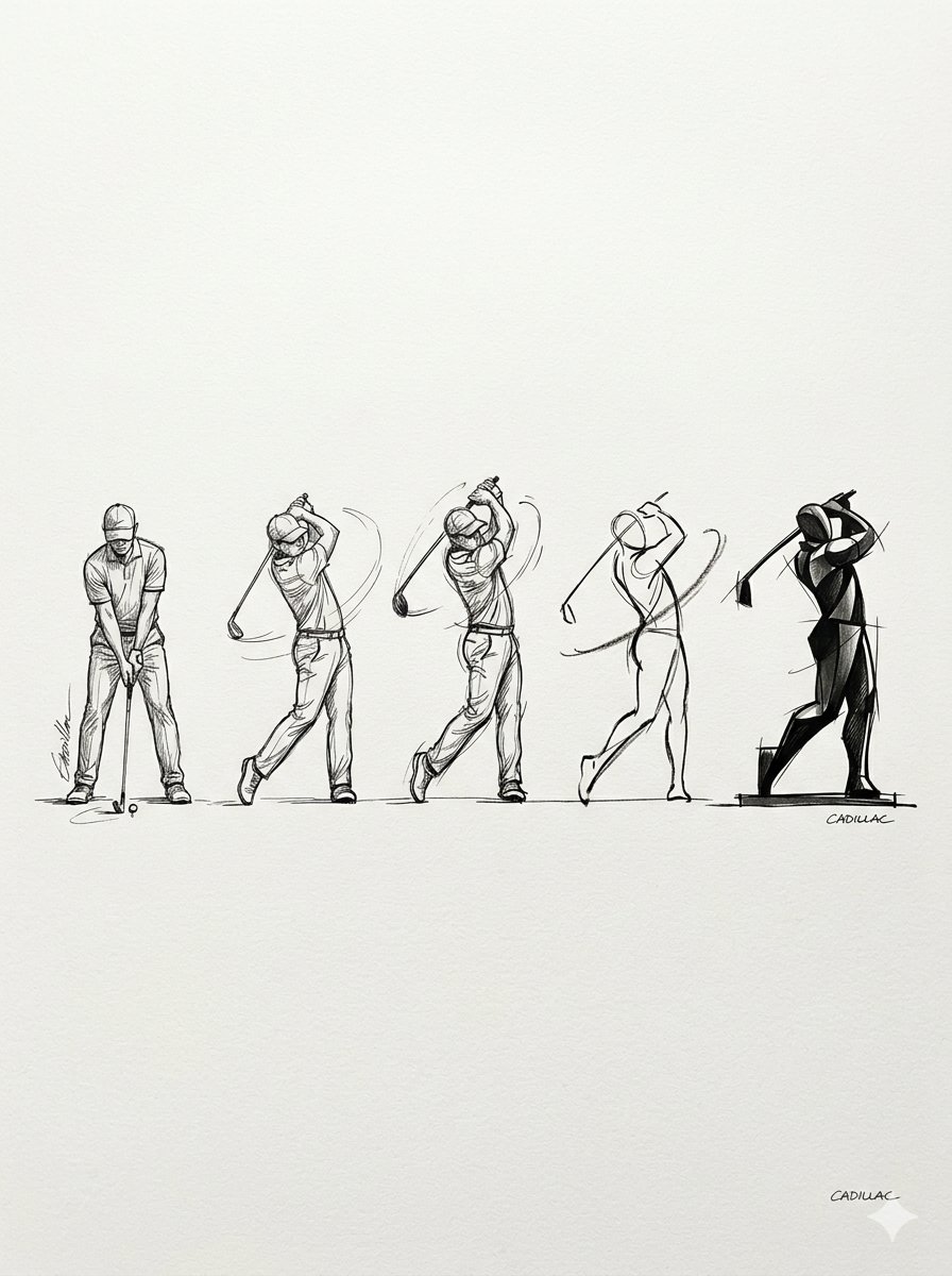 Infographic / Edu Visual - Progressive Golf Swing Artistic Sketch — output 1