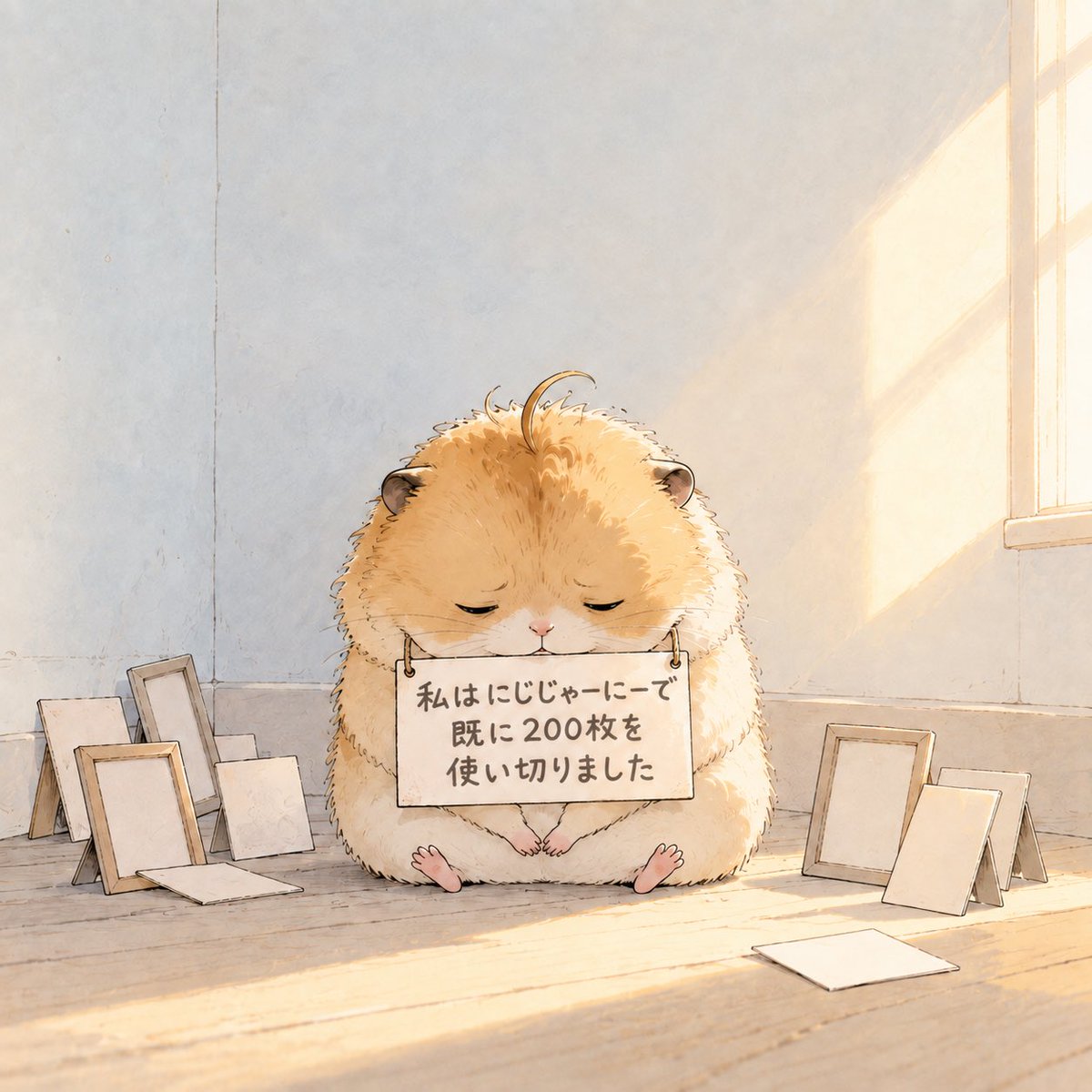 Comic / Storyboard - Fluffy Hamster Holding Japanese Sign — output 1