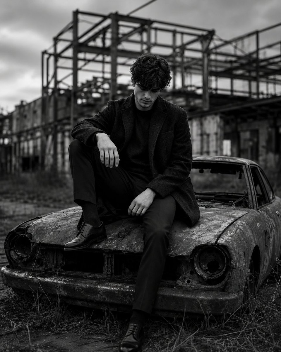 Social Media Post - Post-Industrial Editorial Fashion Shot — output 1