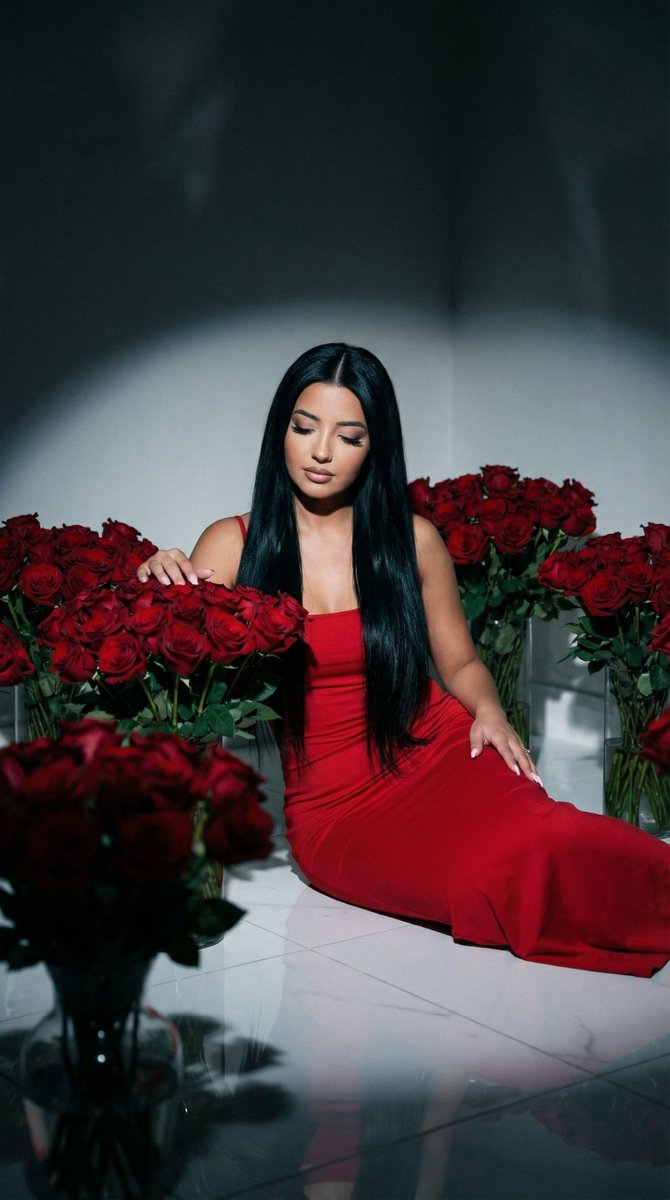 Product Marketing - Cinematic Low-Key Portrait in Red Rose Room — output 1