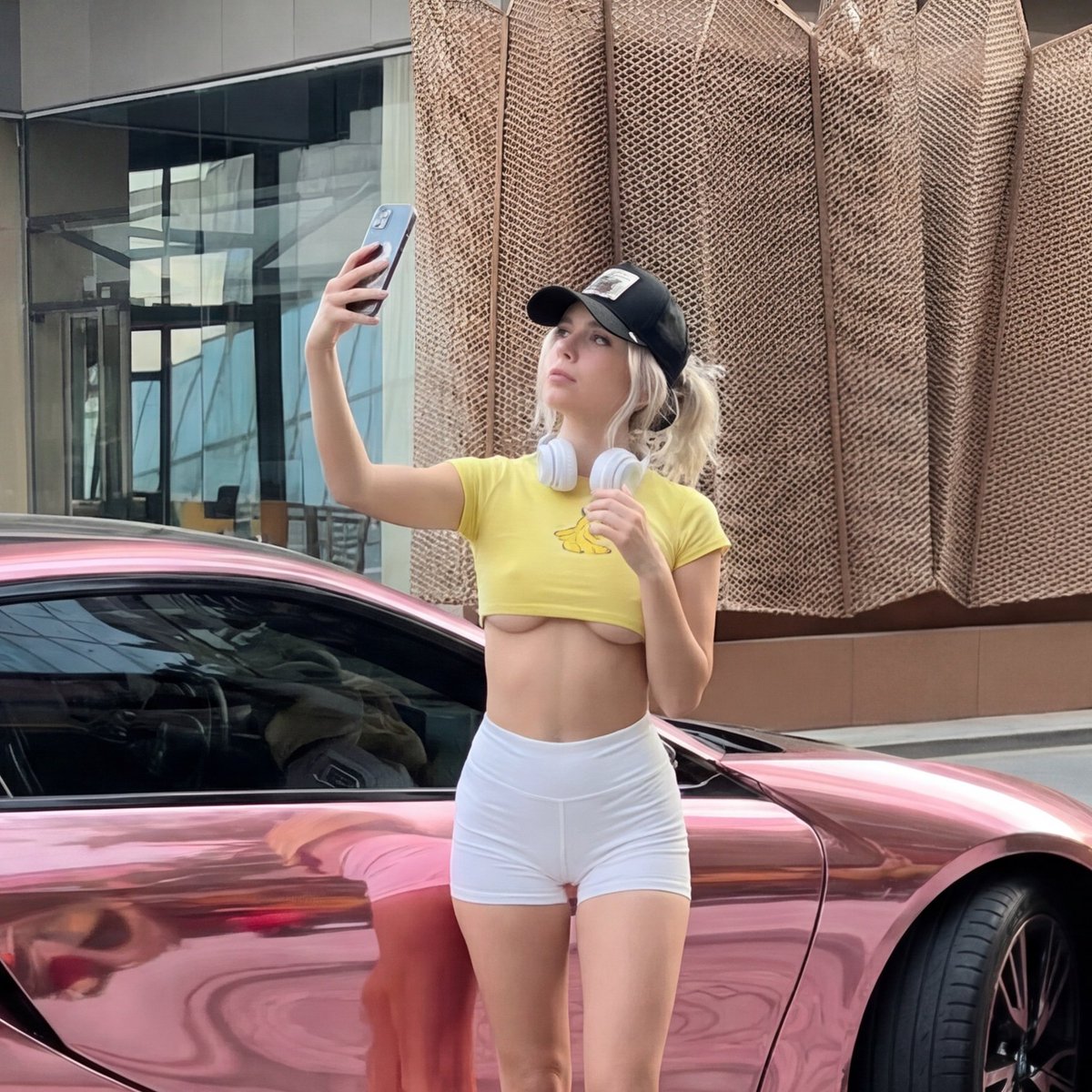 Viral Chrome Pink BMW Selfie Prompt (JSON format) — output 1