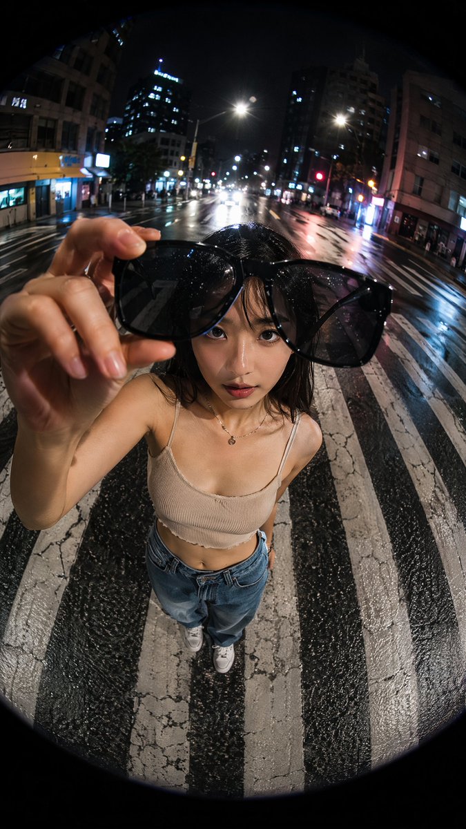 Social Media Post - Fisheye Night Crosswalk Portrait — output 1