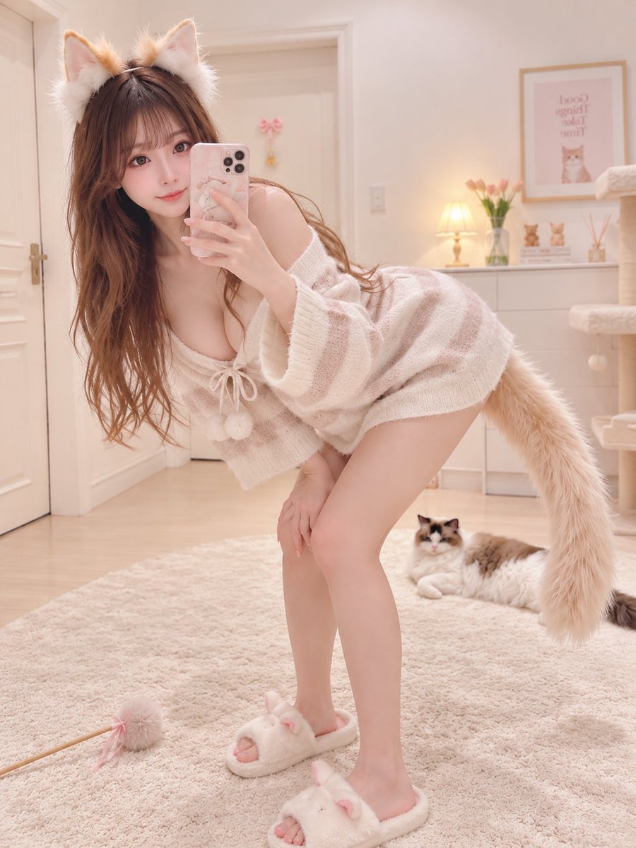 Profile / Avatar - Cat Ear Knit Selfie Prompt — output 1