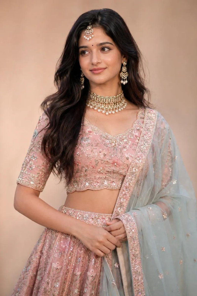 Product Marketing - South Asian bridal lehenga portrait — output 1