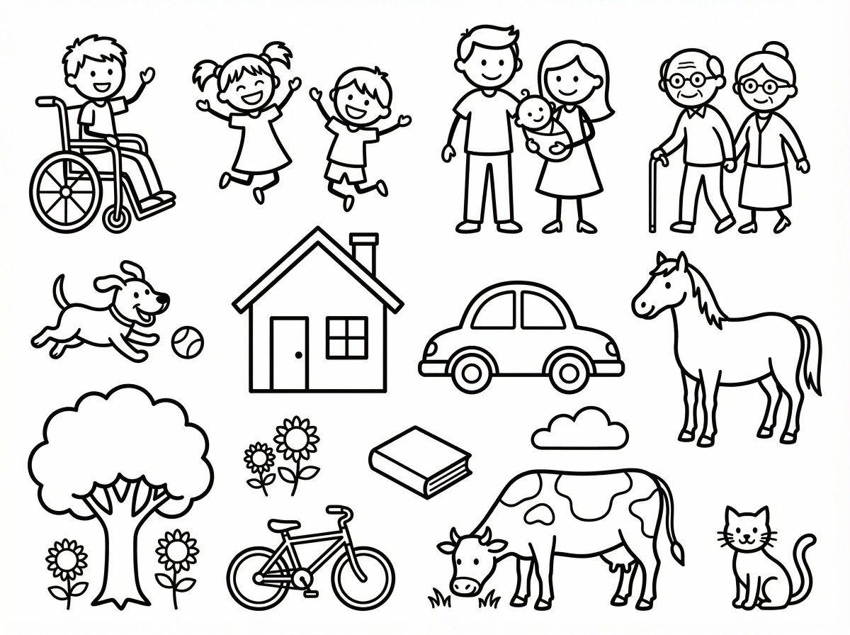 Infographic / Edu Visual - Simple Stick Figure Coloring Book Clipart — output 1