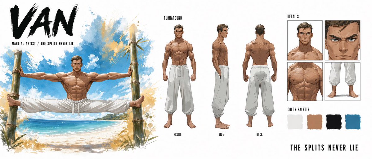 Game Asset - Martial Artist Character Design Sheet — output 1