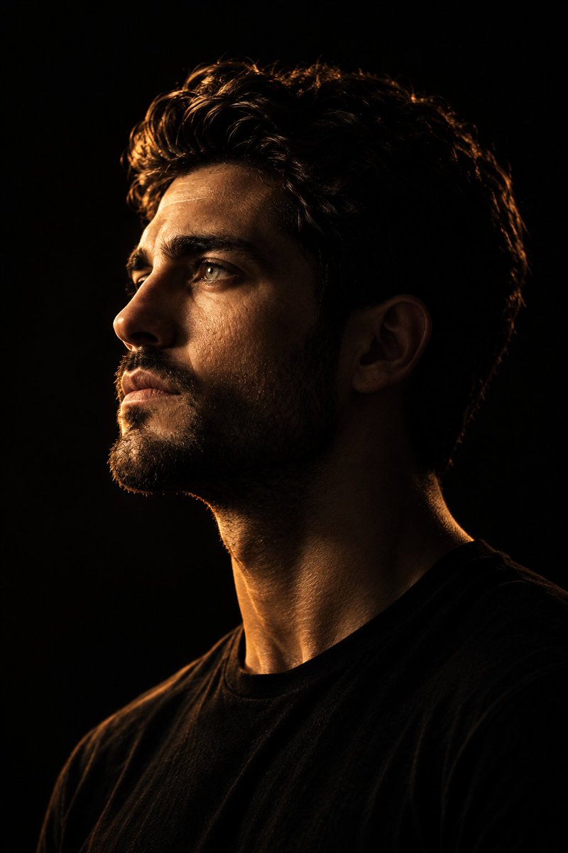 Profile / Avatar - Cinematic Chiaroscuro Portrait Prompt — output 1