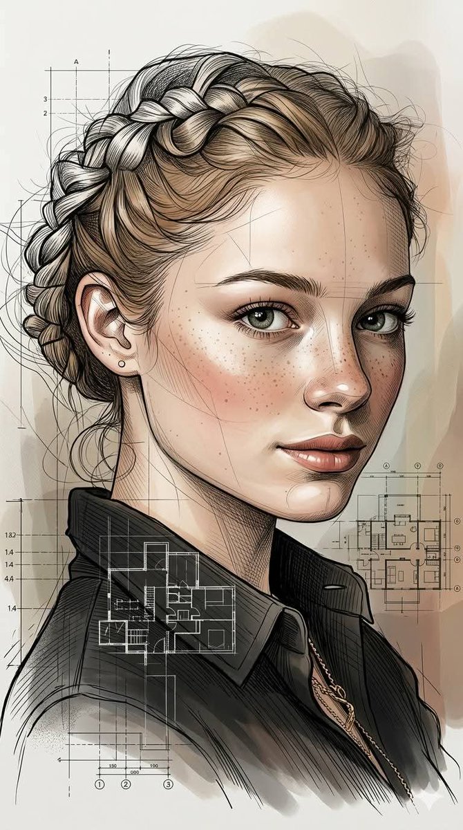 Profile / Avatar - Architectural Ink Digital Portrait — output 1