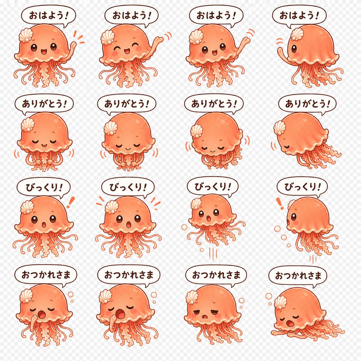 Game Asset - Kawaii Jellyfish Sticker Sheet — output 1