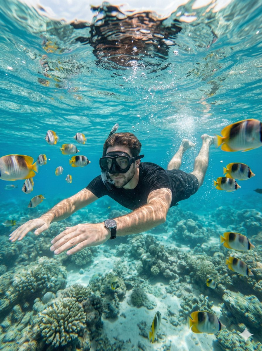 Hyper-Realistic Underwater Snorkeling Portrait — output 1