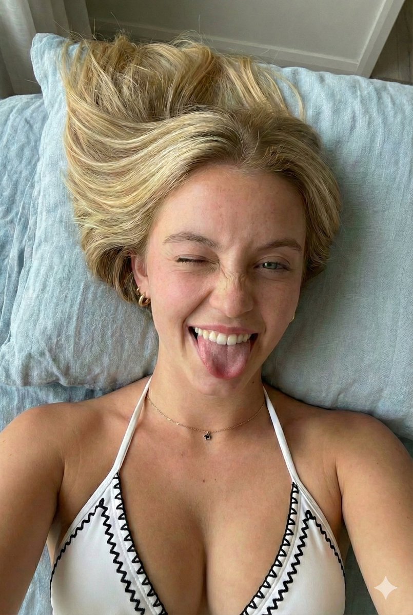 Playful Overhead Bikini Portrait Prompt — output 1