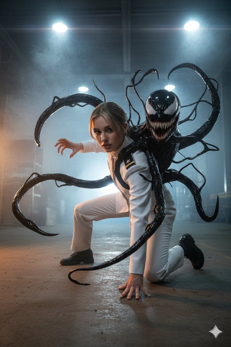 Game Asset - Dark Sci-Fi Action Scene with Venom-like Symbiote — output 1