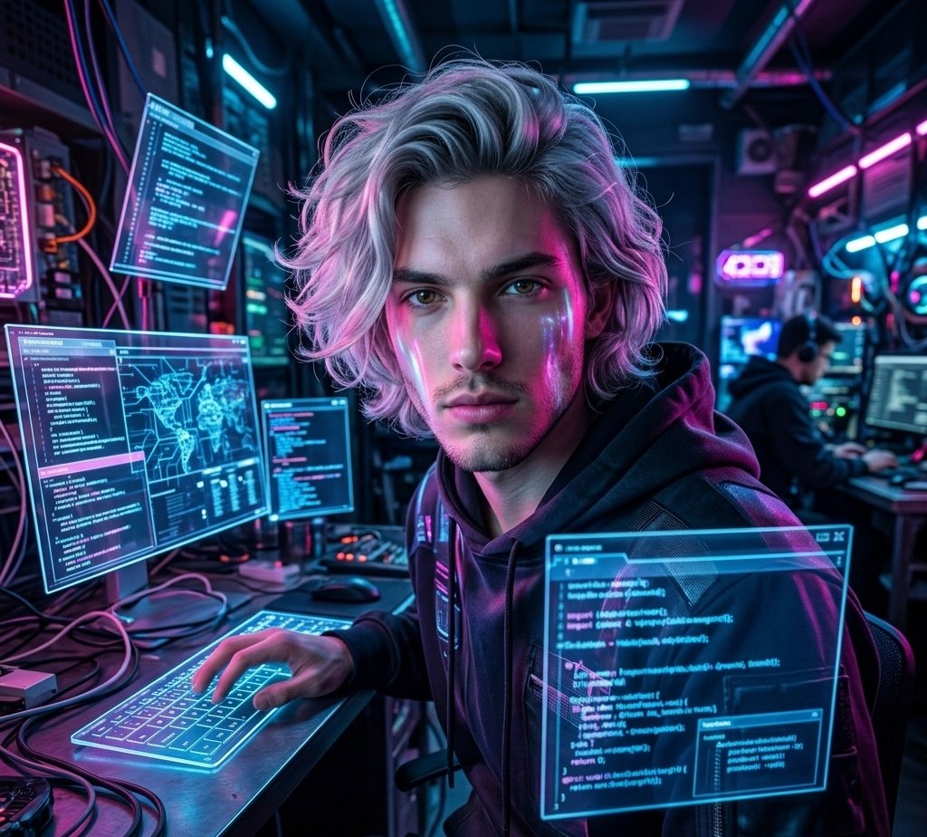 Game Asset - Cyberpunk Neon Hacker — output 1