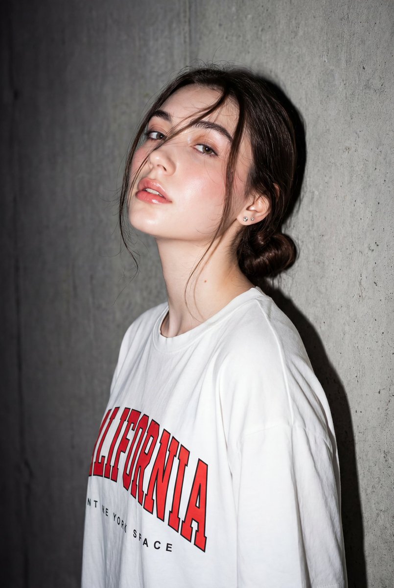 High-Contrast Flash Portrait with Identity Lock — output 1
