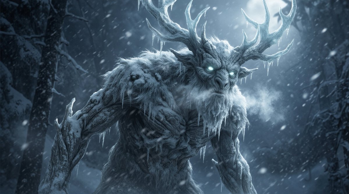 Game Asset - Dark Fantasy Winter Creature Emerging from a Blizzard — output 1
